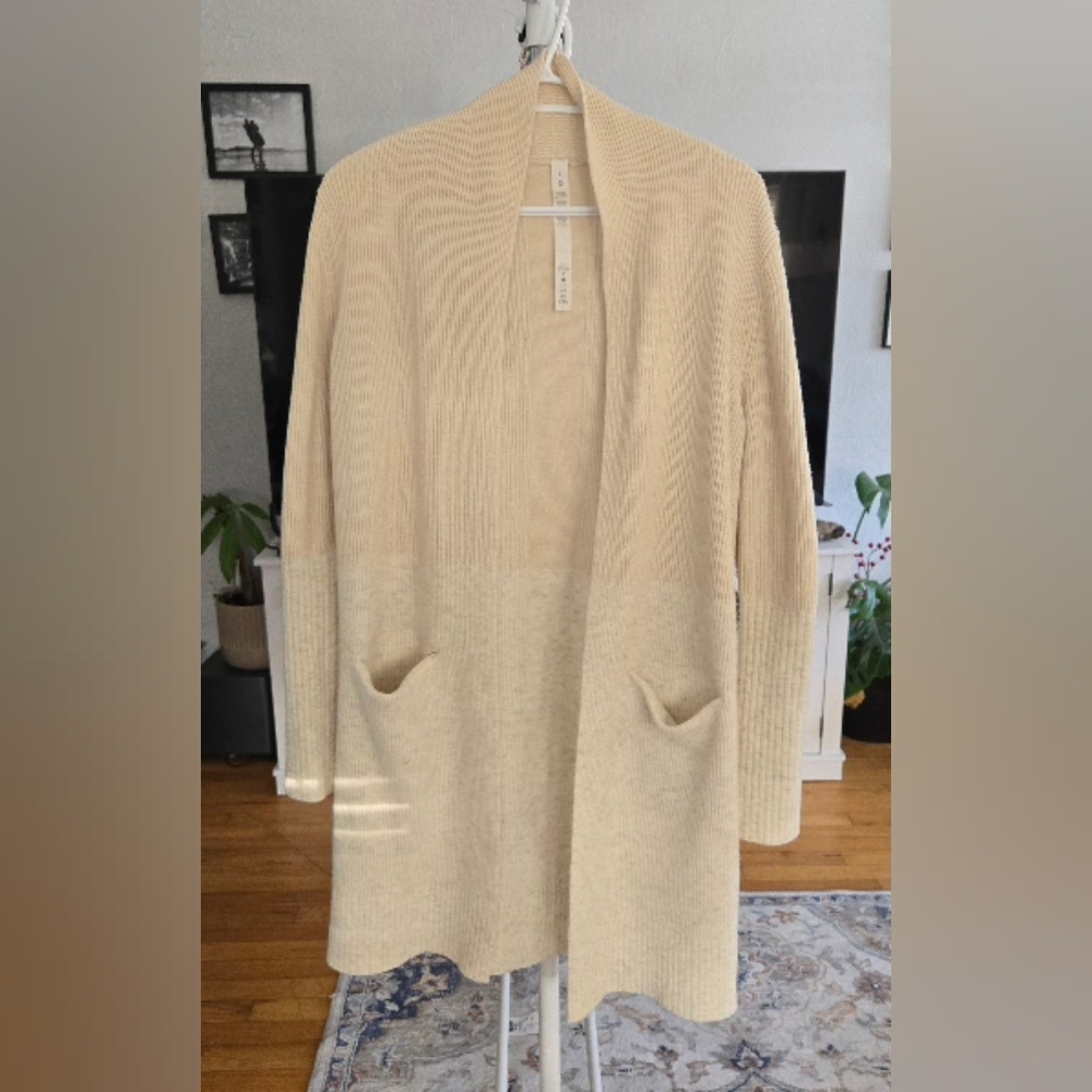 lululemon athletica Cream Textured Knit Cardigan